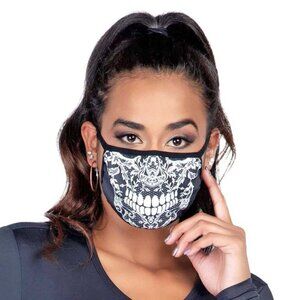 Lace Skull Print Face Mask One Size Adult/Teen Halloween Cosplay Roleplay DYI